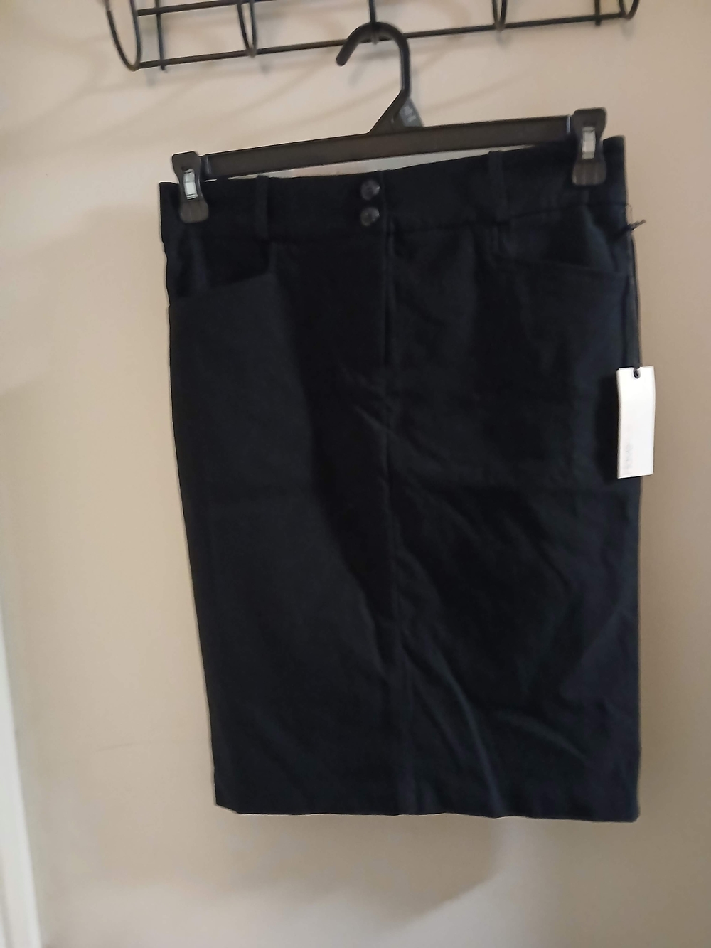 Women's Black Pencil Skirt with Front Pocket Detail